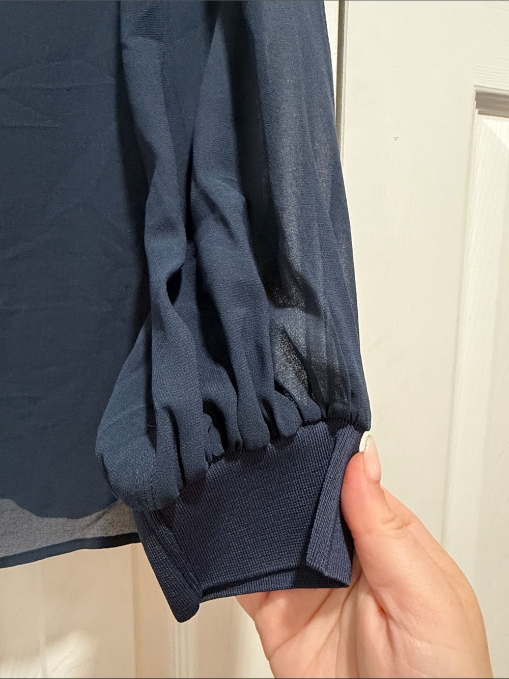 REISS Sandrine Semi Sheer Blouse Navy Large - Picture 7 of 10